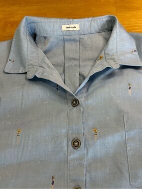 Light Blue Embroidered Casual Buttoned Dress